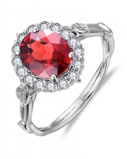 OVAL GARNET DIAMOND RING (TR6320)