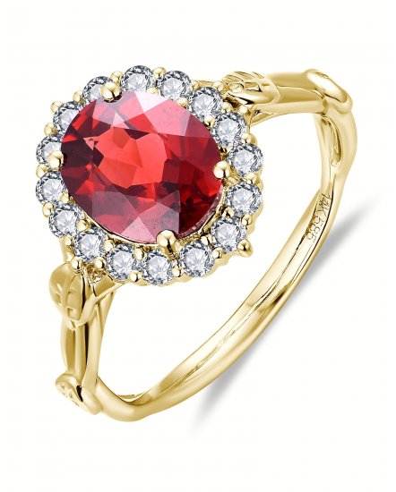 OVAL GARNET DIAMOND RING (TR6320)