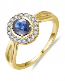 OVAL SAPPHIRE DIAMOND RING (TR6323)