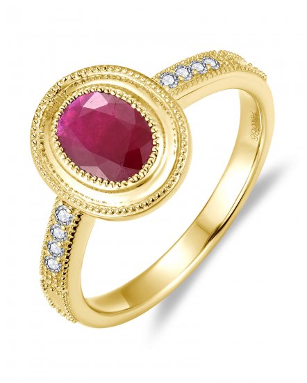 OVAL RUBY DIAMOND RING (TR6333)