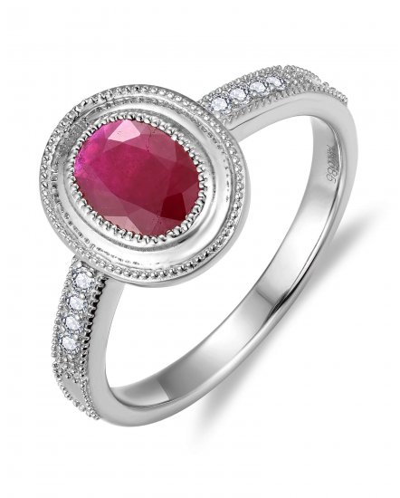 OVAL RUBY DIAMOND RING (TR6333)