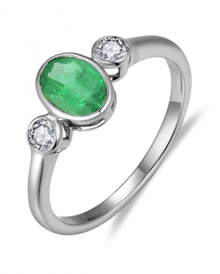 OVAL EMERALD DIAMOND RING (TR6335)