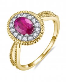 OVAL RUBY DIAMOND RING (TR6377)