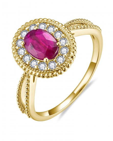 OVAL RUBY DIAMOND RING (TR6377)