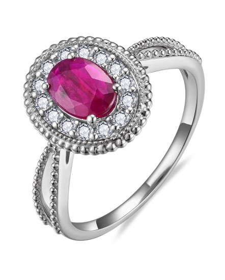 OVAL RUBY DIAMOND RING (TR6377)