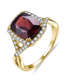 CUSHION GARNET DIAMOND RING (TR6379)