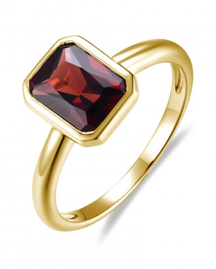 EMERALD CUT GARNET DIAMOND RING (TR6390)