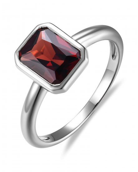 EMERALD CUT GARNET DIAMOND RING (TR6390)