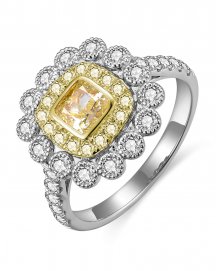 MULTI TONE CUSHION DIAMOND ENGAGEMENT RING (TR6435)