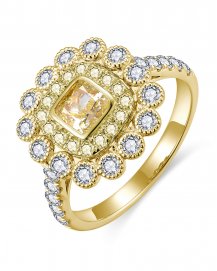 MULTI TONE CUSHION DIAMOND ENGAGEMENT RING (TR6435)