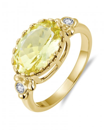 OVAL LEMON QUARTZ DIAMOND RING (TR6437)