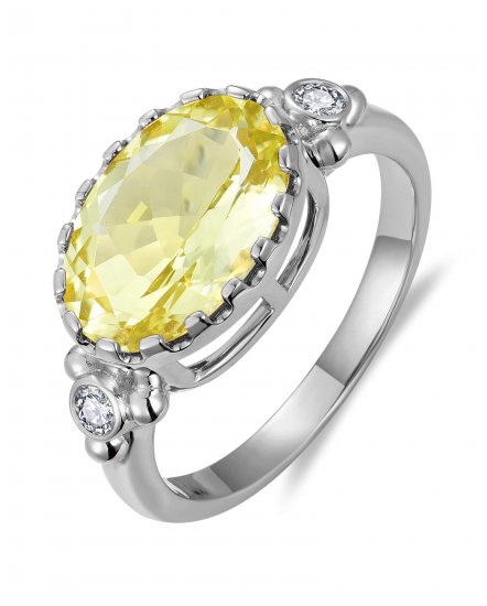 OVAL LEMON QUARTZ DIAMOND RING (TR6437)