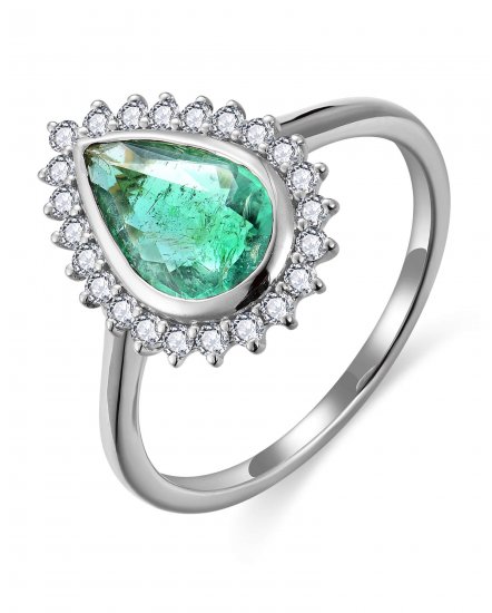 PEAR EMERALD DIAMOND RING (TR6463)