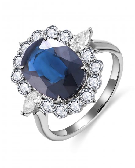 OVAL SAPPHIRE DIAMOND RING (TR6464)