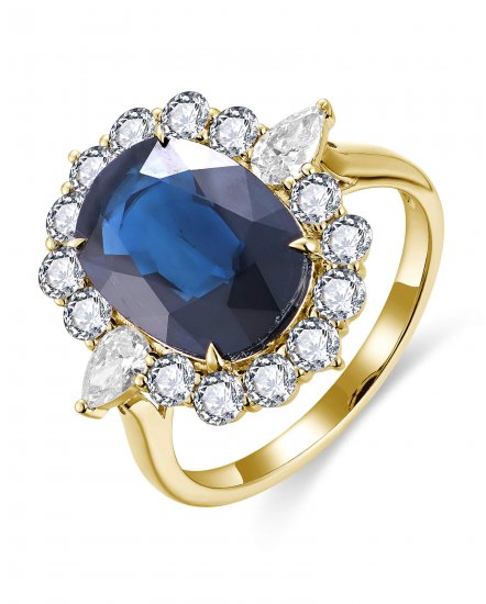 OVAL SAPPHIRE DIAMOND RING (TR6464)