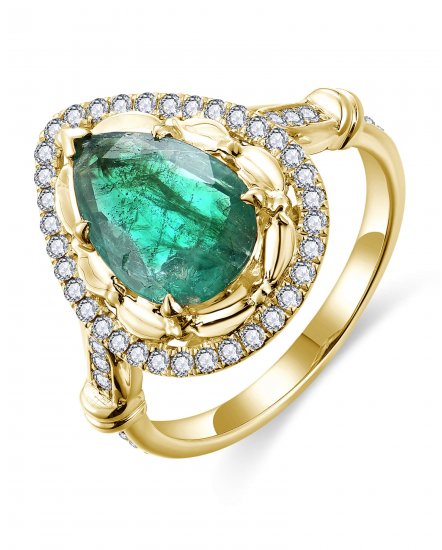 PEAR EMERALD DIAMOND RING (TR6466)