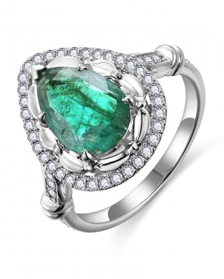 PEAR EMERALD DIAMOND RING (TR6466)