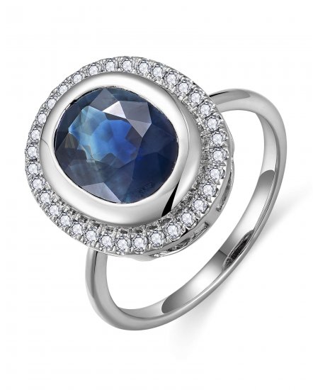 OVAL SAPPHIRE DIAMOND RING (TR6467)