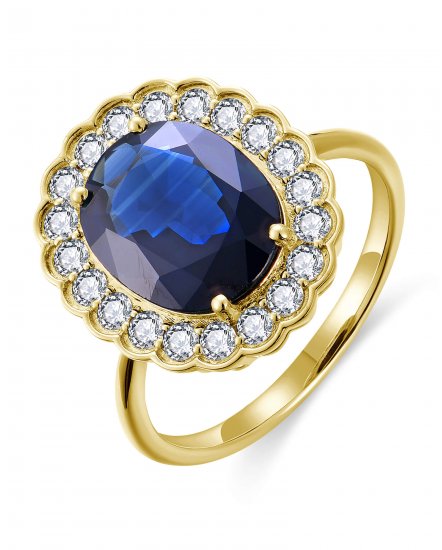 OVAL SAPPHIRE DIAMOND RING (TR6468)
