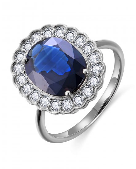 OVAL SAPPHIRE DIAMOND RING (TR6468)