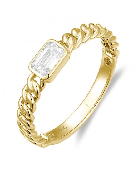 EMERALD CUT SOLITAIRE DIAMOND RING (TR6481)