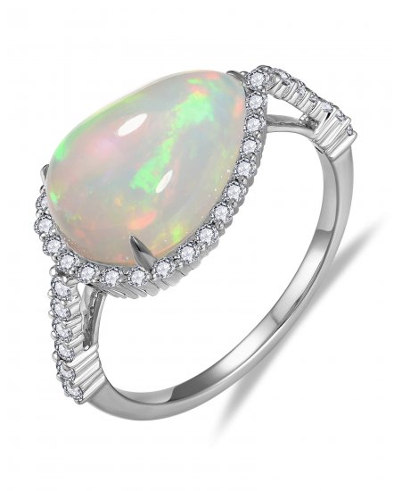 PEAR OPAL DIAMOND RING (TR6509)