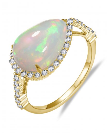 PEAR OPAL DIAMOND RING (TR6509)