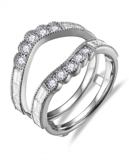 CURVED STYLE ENHANCER BAGUETTE DIAMOND RING (TR6524)