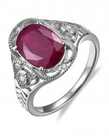 OVAL RUBY DIAMOND RING (TR6536)