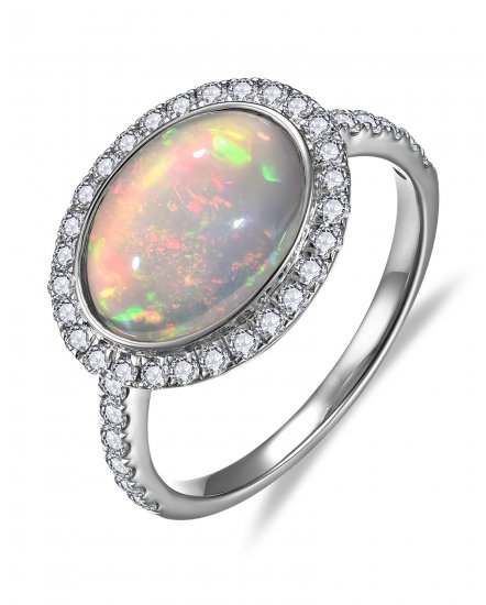 OVAL OPAL DIAMOND RING (TR6539)