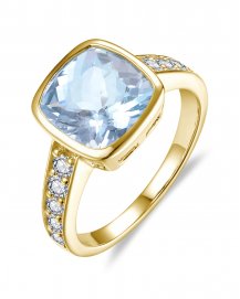 CUSHION AQUAMARINE DIAMOND RING (TR6544)