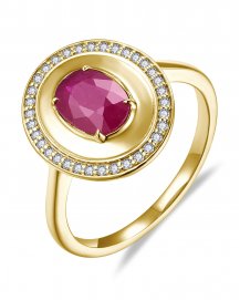 OVAL RUBY DIAMOND RING (TR6545)