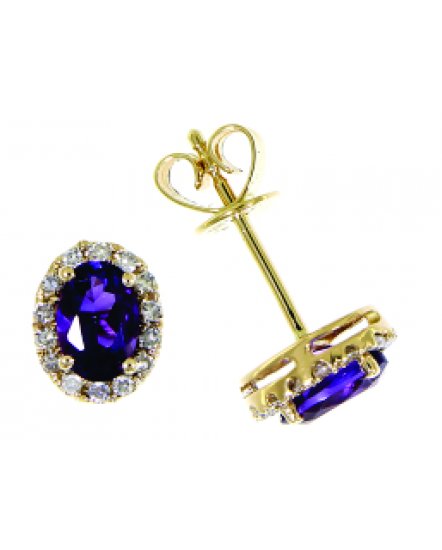 OVAL COLORED STONE DIAMOND STUDS (VE294)