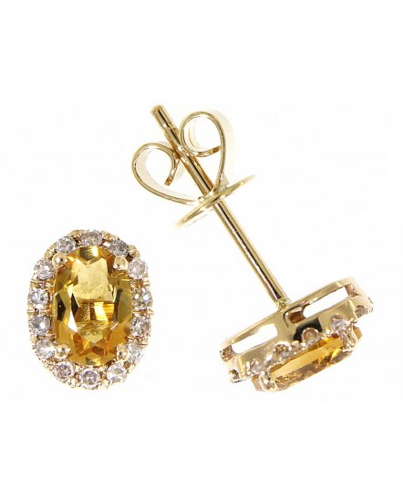 OVAL COLORED STONE DIAMOND STUDS (VE294)