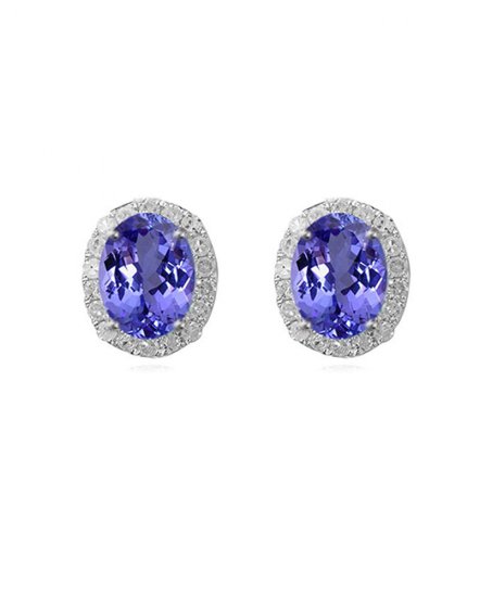 OVAL COLORED STONE DIAMOND STUDS (VE295)