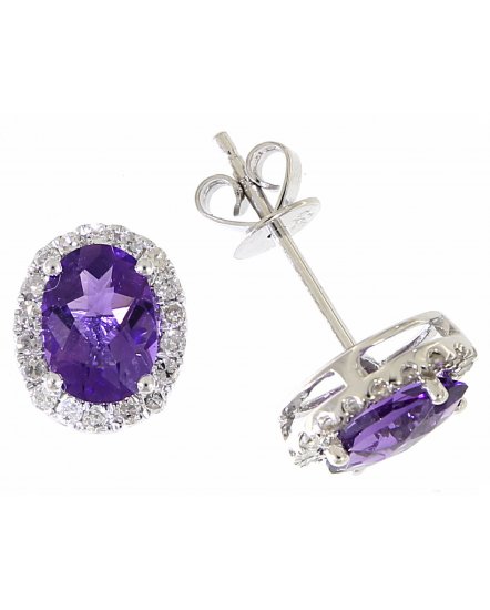 OVAL COLORED STONE DIAMOND STUDS (VE295)