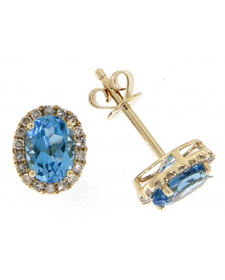 OVAL COLORED STONE DIAMOND STUDS (VE295)