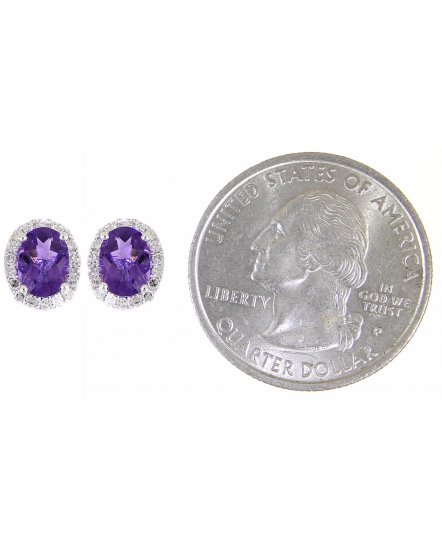 OVAL COLORED STONE DIAMOND STUDS (VE295)