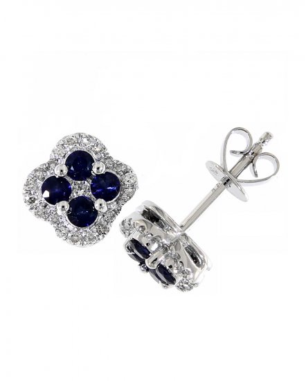 CLOVER STYLE COLORED STONE DIAMOND STUDS (VE359)
