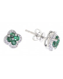 CLOVER STYLE COLORED STONE DIAMOND STUDS (VE359)