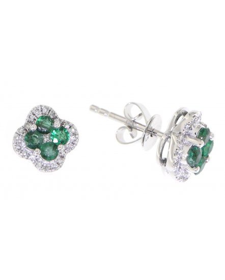 CLOVER STYLE COLORED STONE DIAMOND STUDS (VE359)