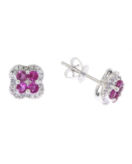 CLOVER STYLE COLORED STONE DIAMOND STUDS (VE359)