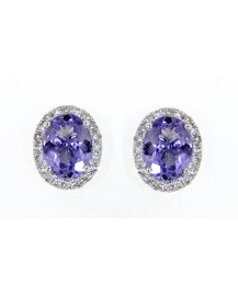 OVAL COLORED STONE DIAMOND STUDS (VE374)