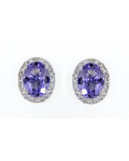 OVAL COLORED STONE DIAMOND STUDS (VE374)