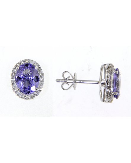 OVAL COLORED STONE DIAMOND STUDS (VE374)