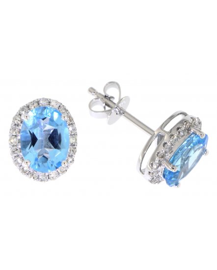 OVAL COLORED STONE DIAMOND STUDS (VE374)