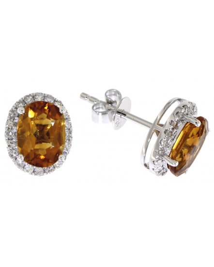 OVAL COLORED STONE DIAMOND STUDS (VE374)