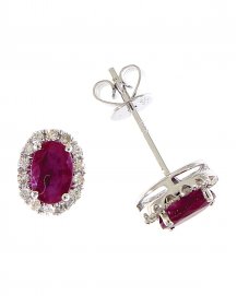 OVAL COLORED STONE DIAMOND STUDS (VE395)