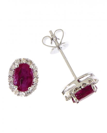 OVAL COLORED STONE DIAMOND STUDS (VE395)