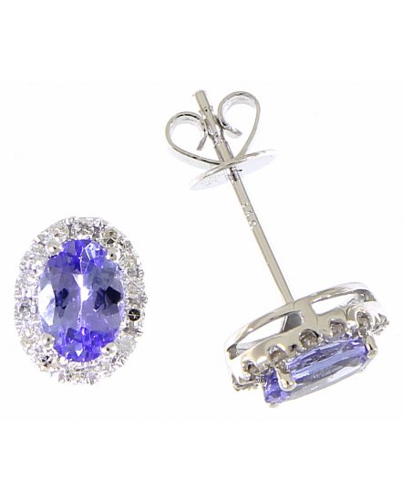 OVAL COLORED STONE DIAMOND STUDS (VE395)